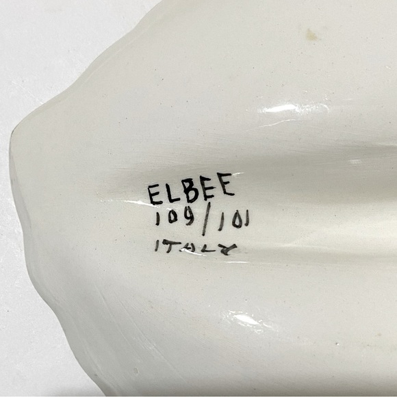 Vintage Mid-20th Century Italian Leaf Shape Pottery Divided Dish Floral Signed - Picture 5 of 5